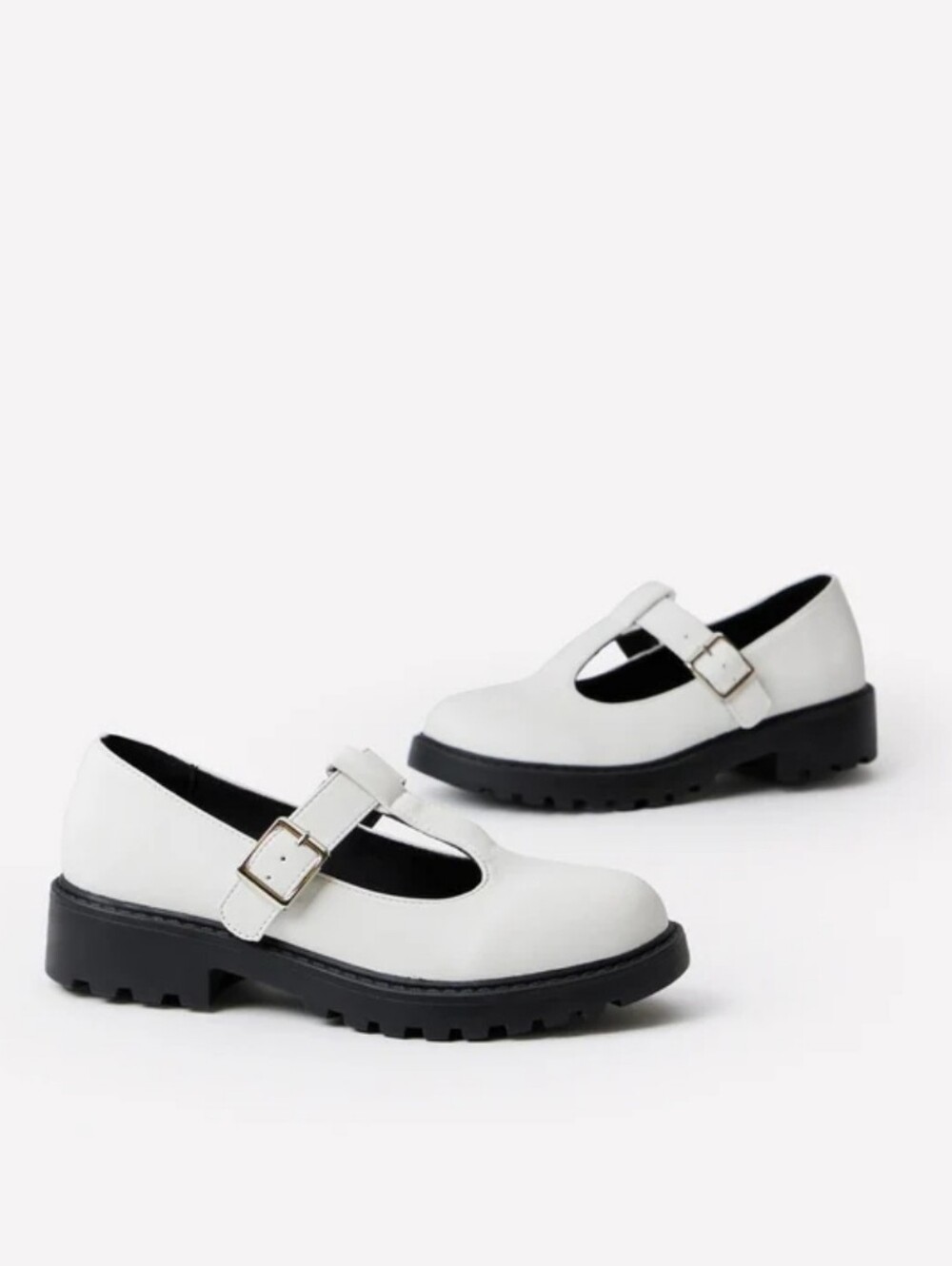NWOT Classic White Mary Jane Lug Sole Shoes, Size 12